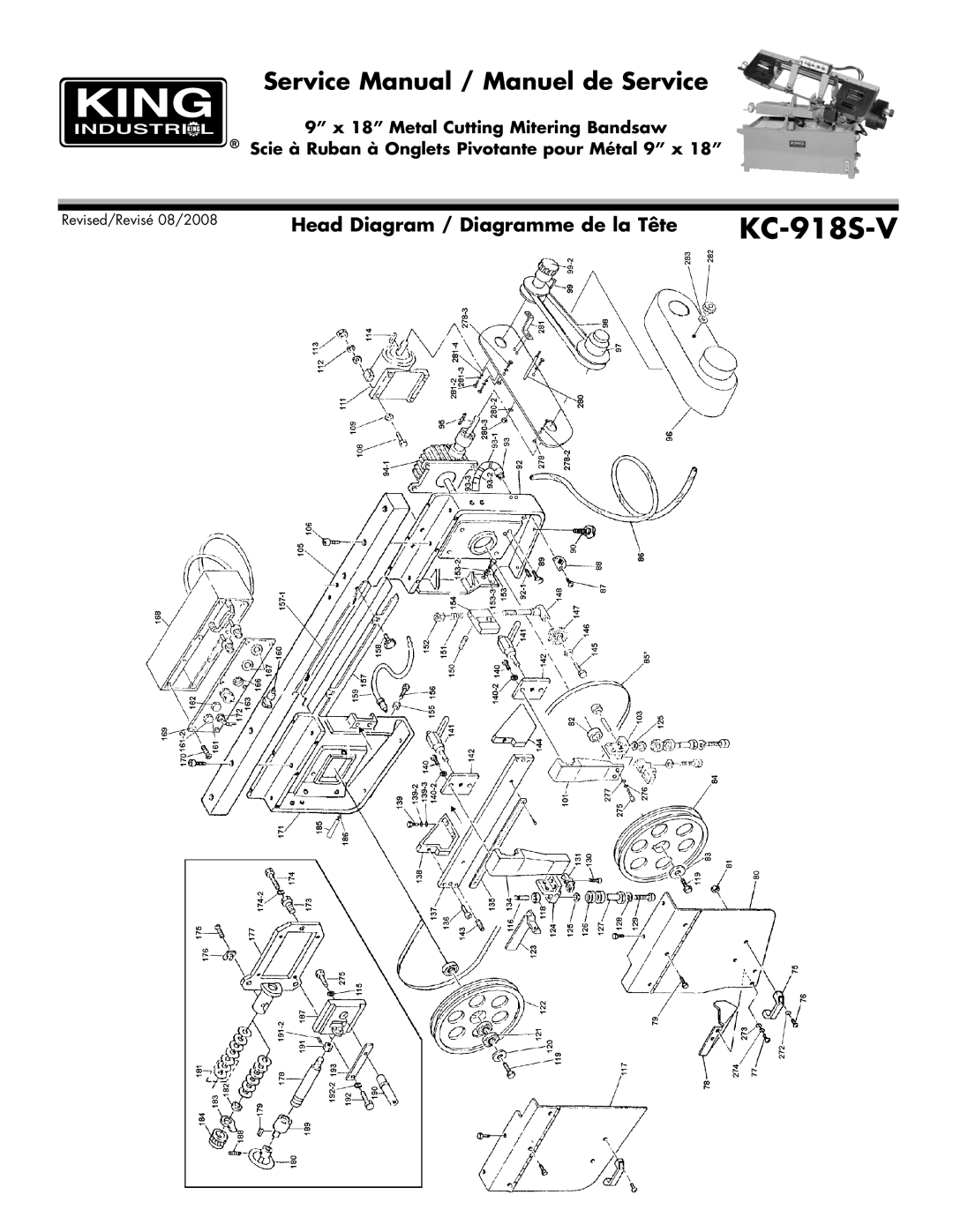 King Canada KC-918S-V service manual Head Diagram / Diagramme de la Tête 