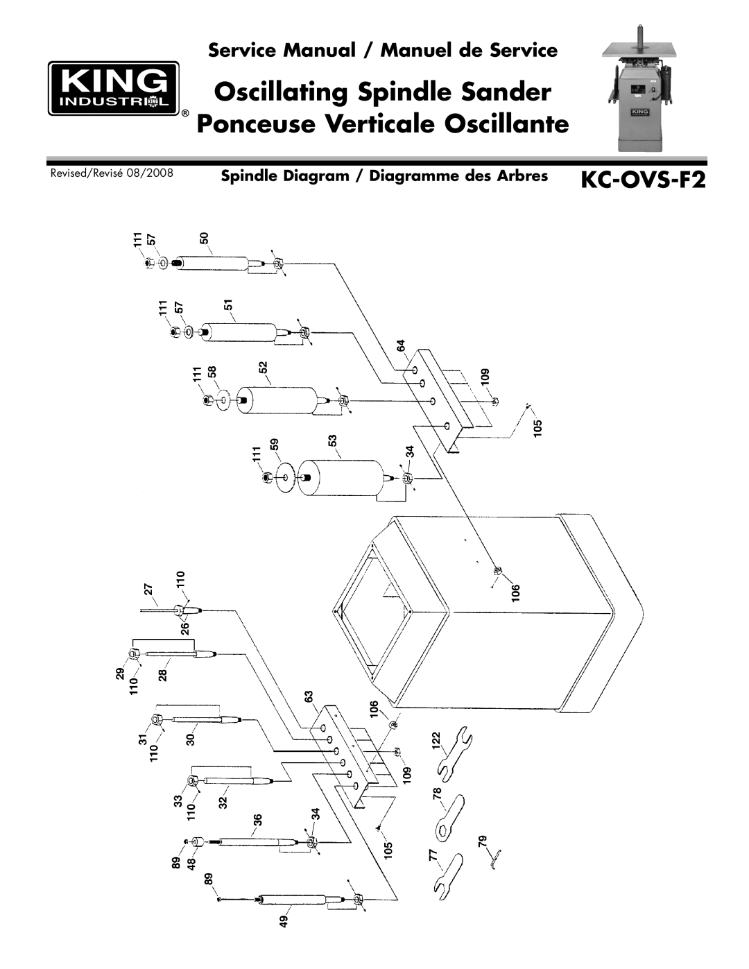 King Canada service manual Spindle Diagram / Diagramme des Arbres KC-OVS-F2 