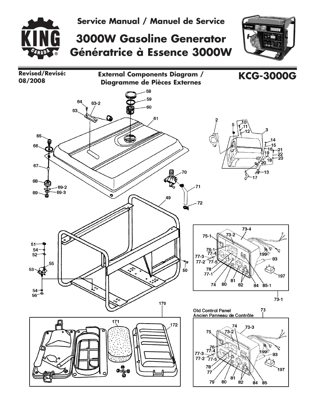 King Canada KCG-3000G service manual External Components Diagram 