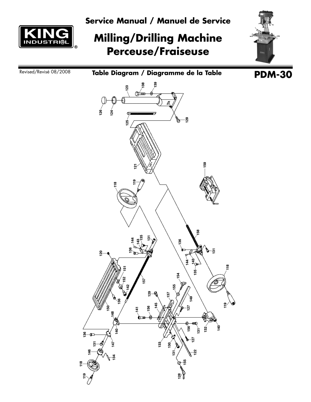 King Canada PDM-30 service manual Table Diagram / Diagramme de la Table 