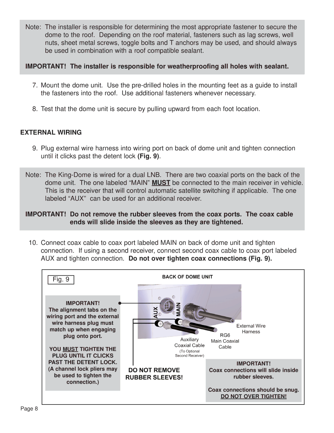 King Controls 9754 operating instructions External Wiring 