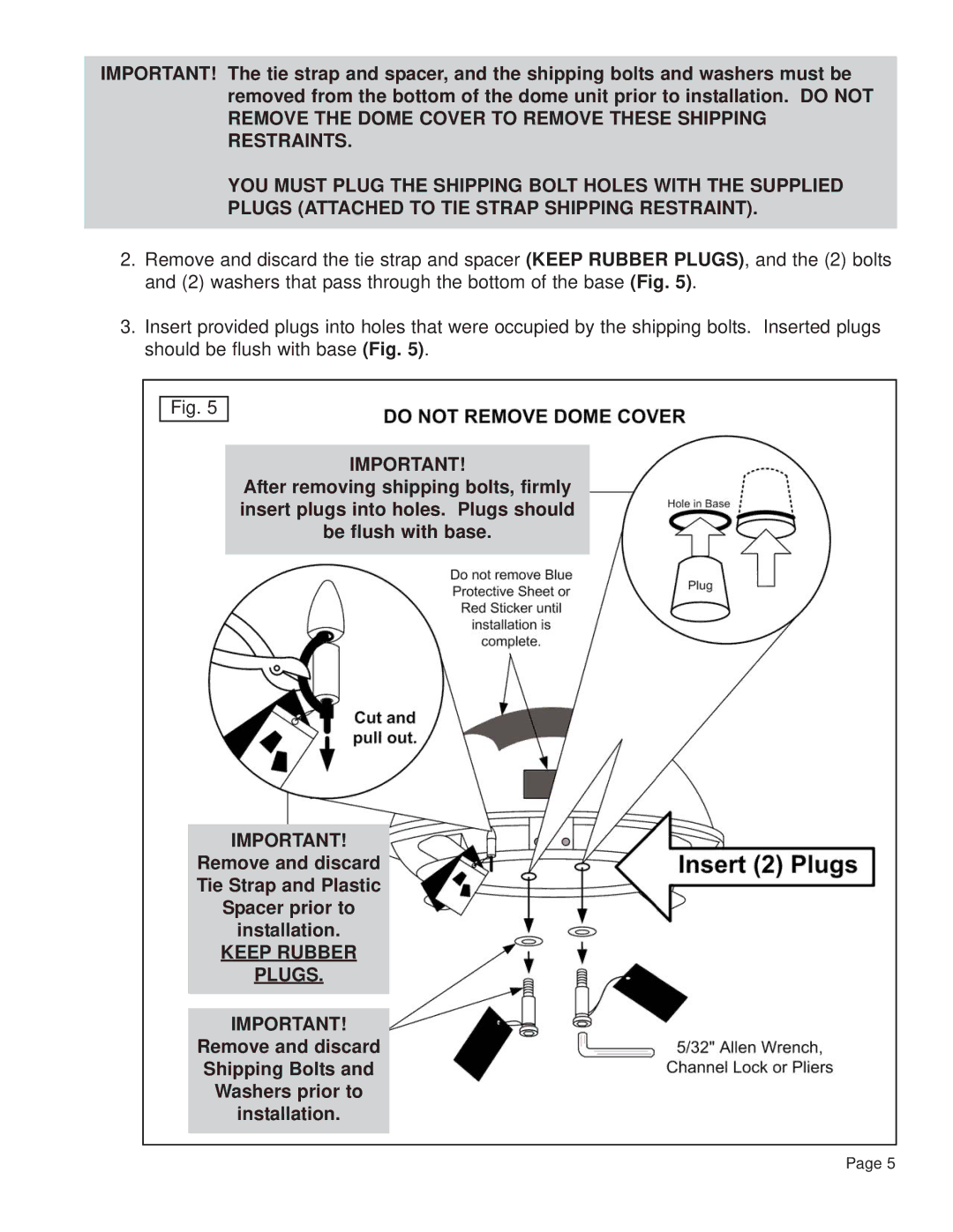 King Controls 9754 operating instructions Keep Rubber Plugs 