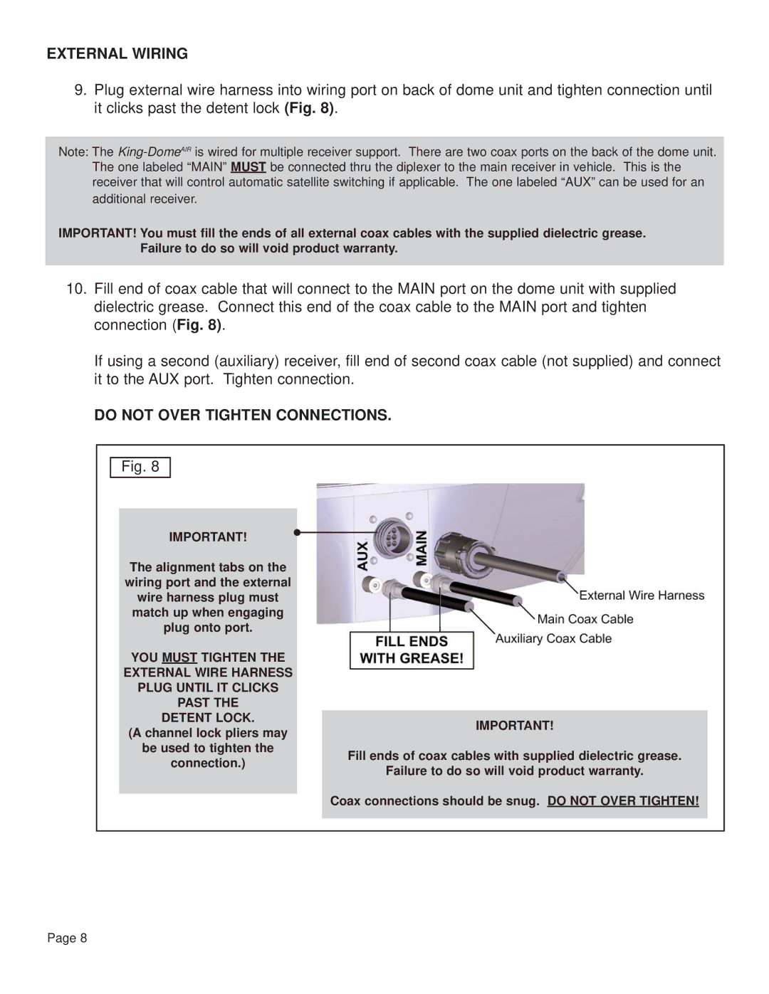 King Controls KD-3200, KD-2200 manual External Wiring, Do not Over Tighten Connections 