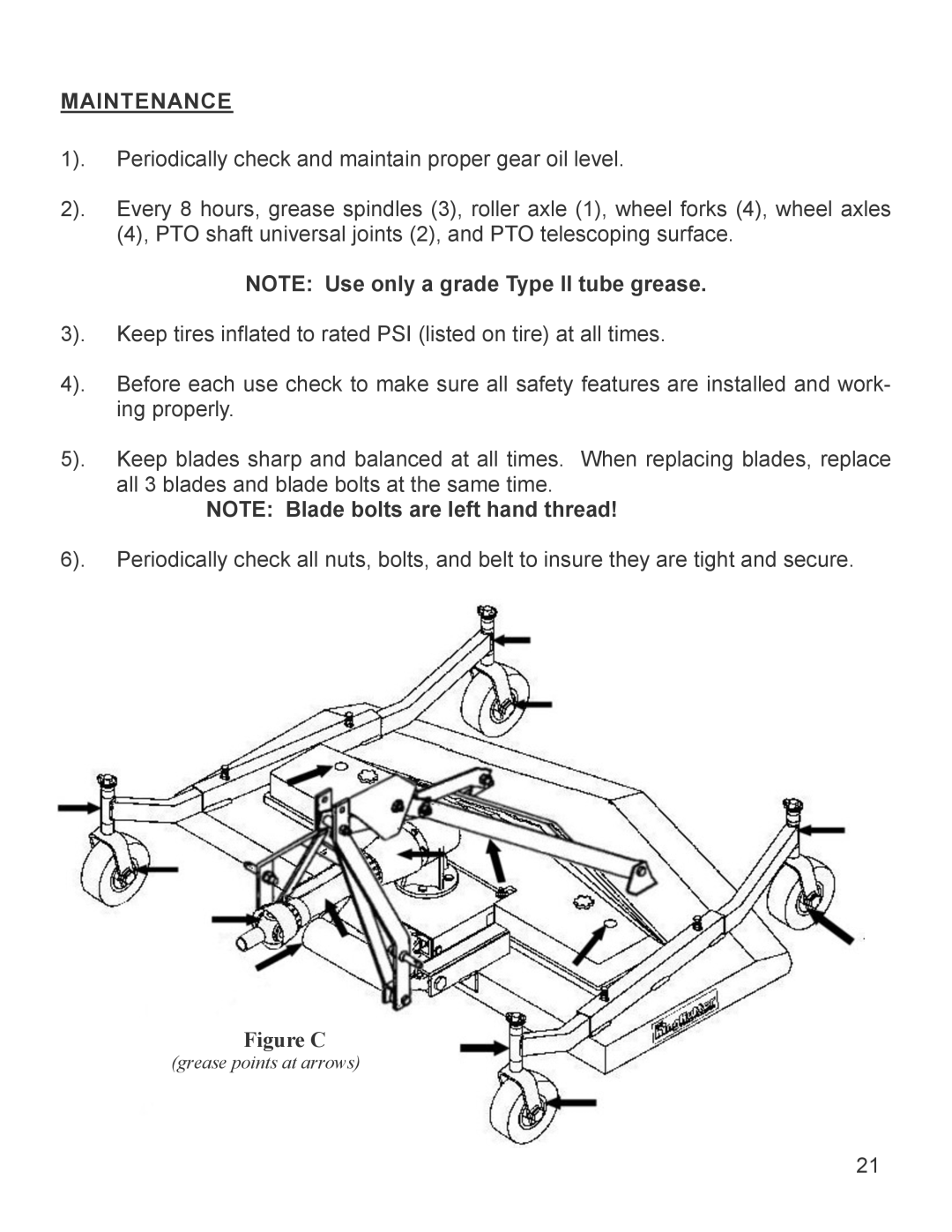 King Kutter 999994 manual Maintenance, Figure C 