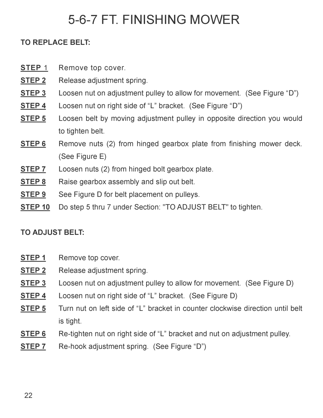 King Kutter 999994 manual To Replace Belt, To Adjust Belt 