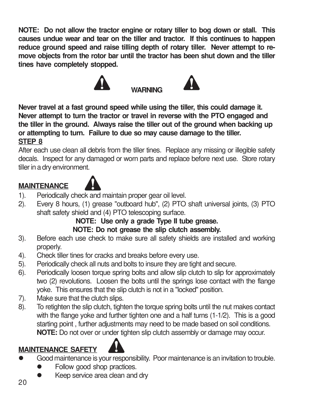 King Kutter 999995 manual Maintenance Safety 