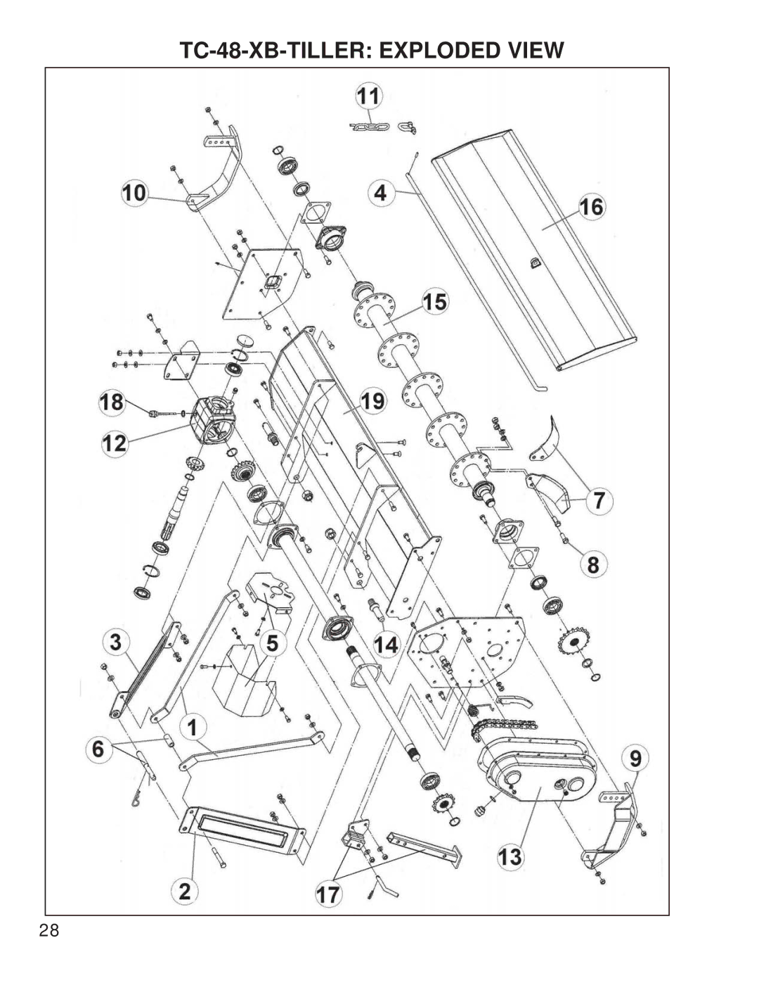 King Kutter 999995 manual TC-48-XB-TILLER Exploded View 