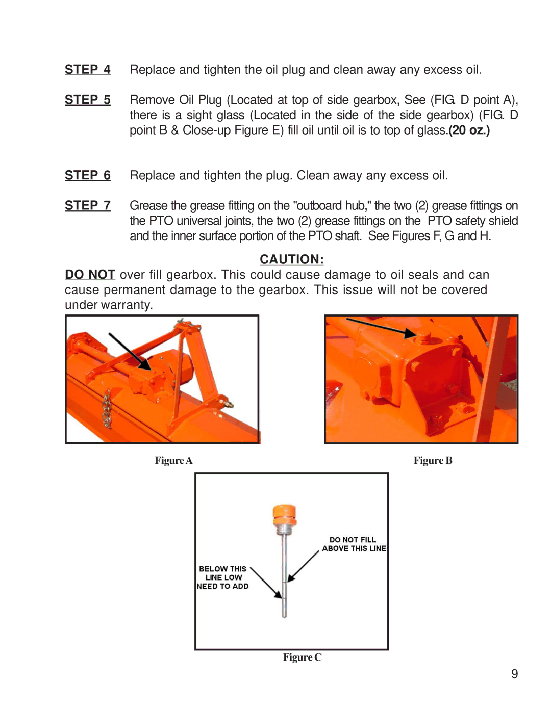 King Kutter 999995 manual Replace and tighten the plug. Clean away any excess oil 