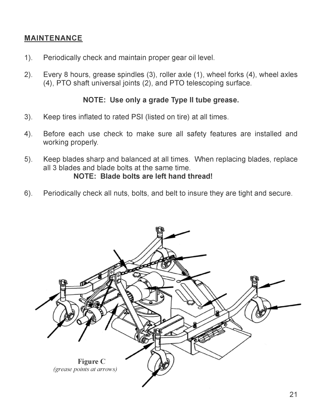 King Kutter 999996 manual Maintenance, Figure C 