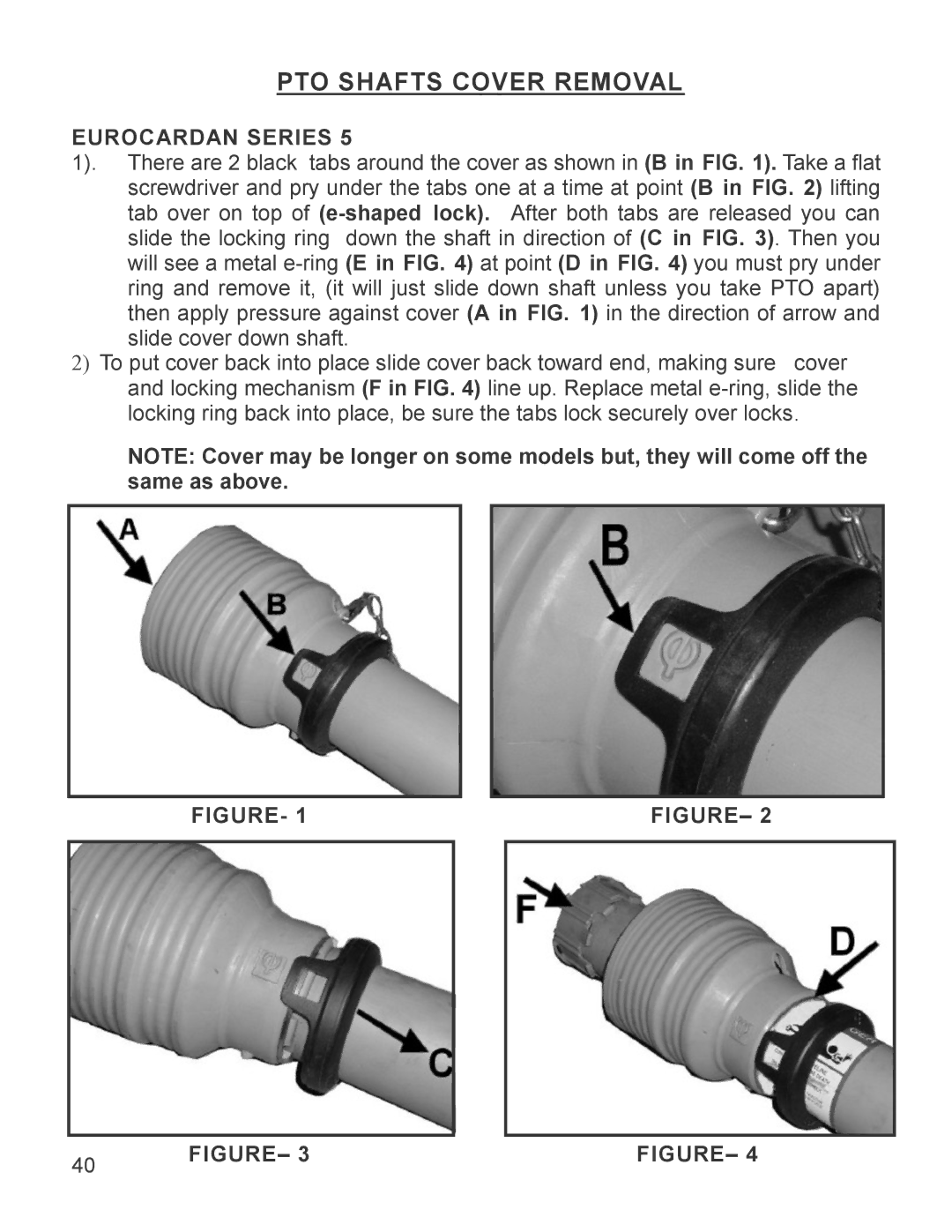 King Kutter 999996 manual PTO Shafts Cover Removal 