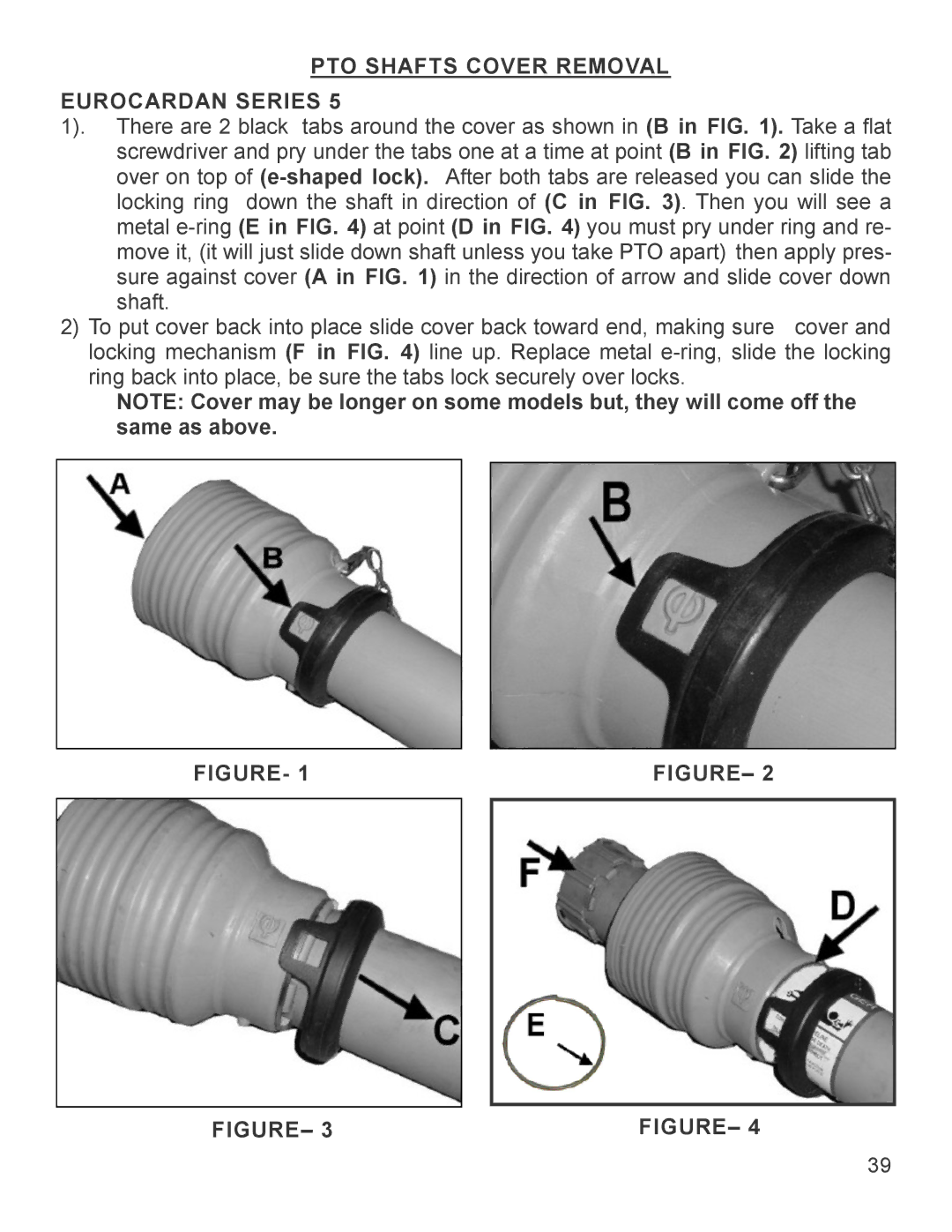 King Kutter 999998 manual PTO Shafts Cover Removal Eurocardan Series 