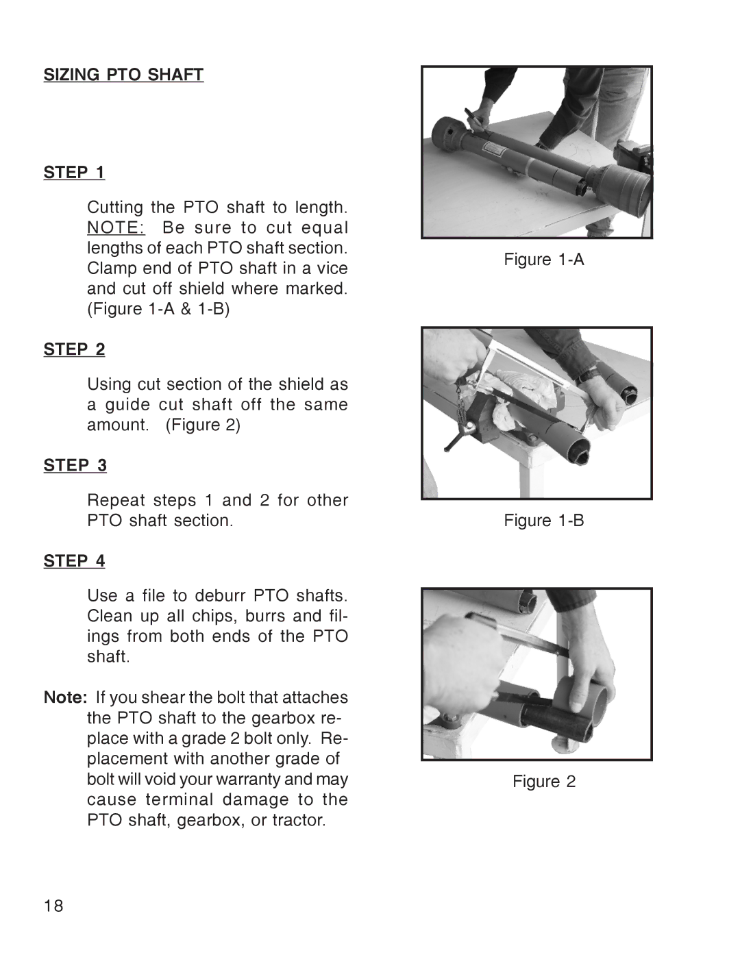 King Kutter Free Floating Finishing Mower manual Sizing PTO Shaft Step 