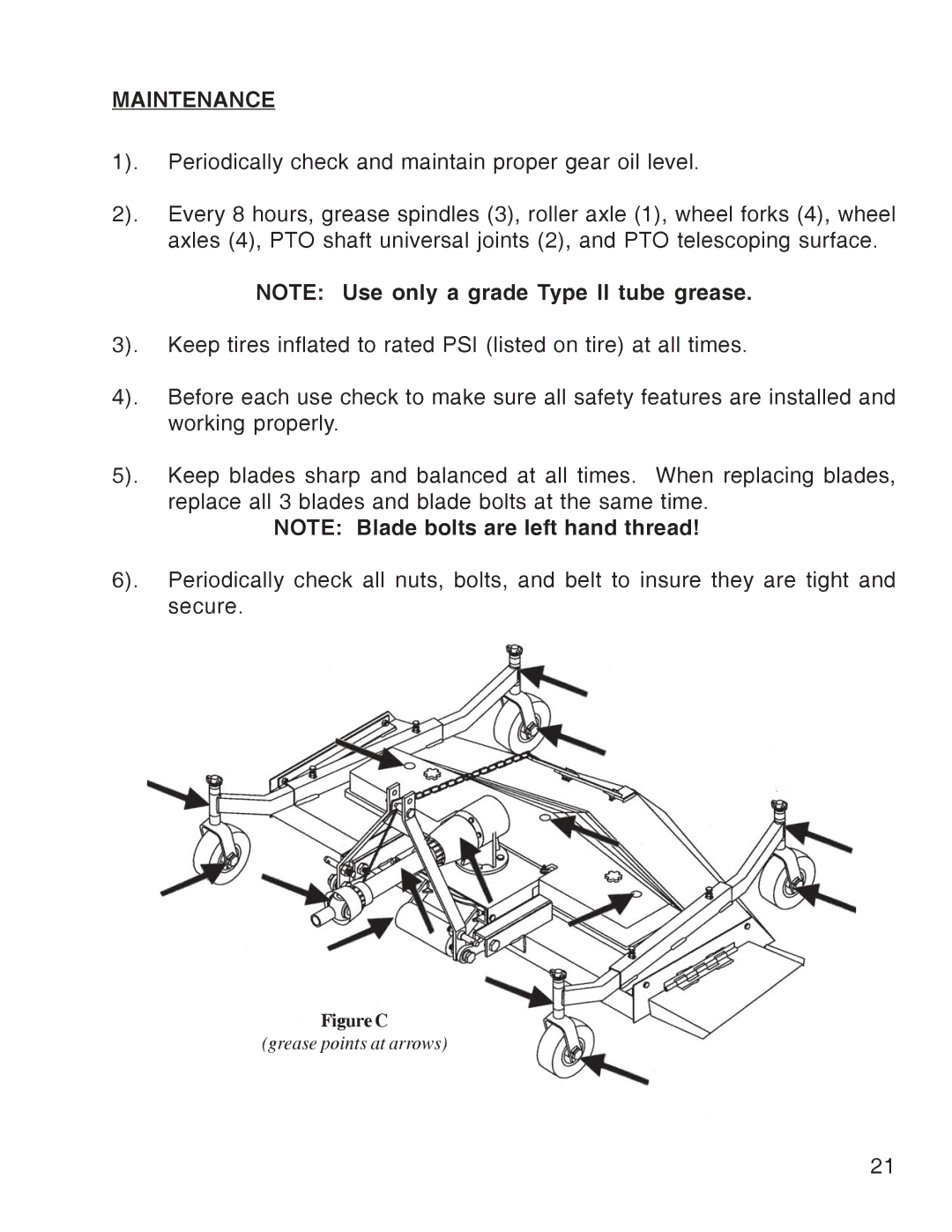 King Kutter Free Floating Finishing Mower manual Maintenance, Figure C 