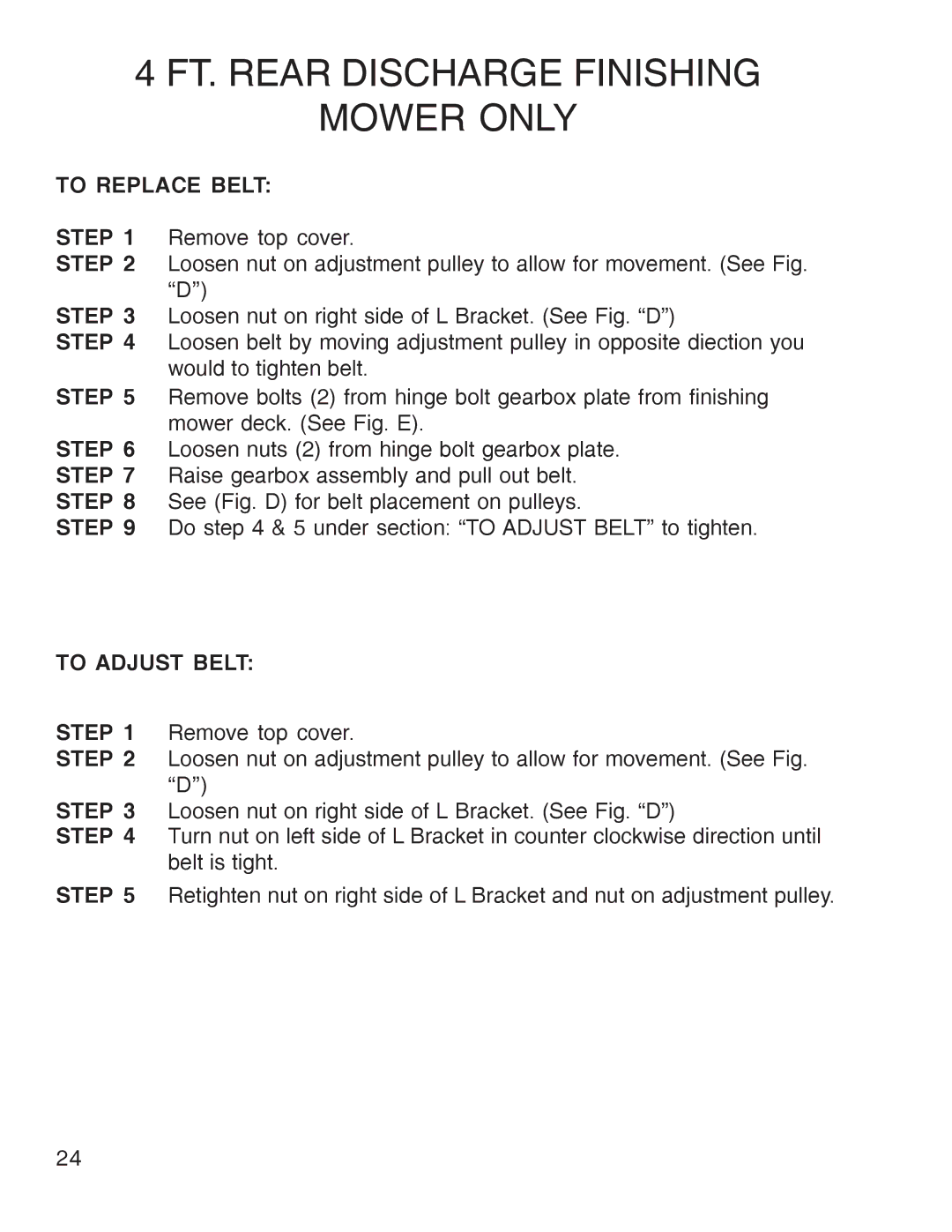 King Kutter Free Floating manual FT. Rear Discharge Finishing Mower only, To Replace Belt 