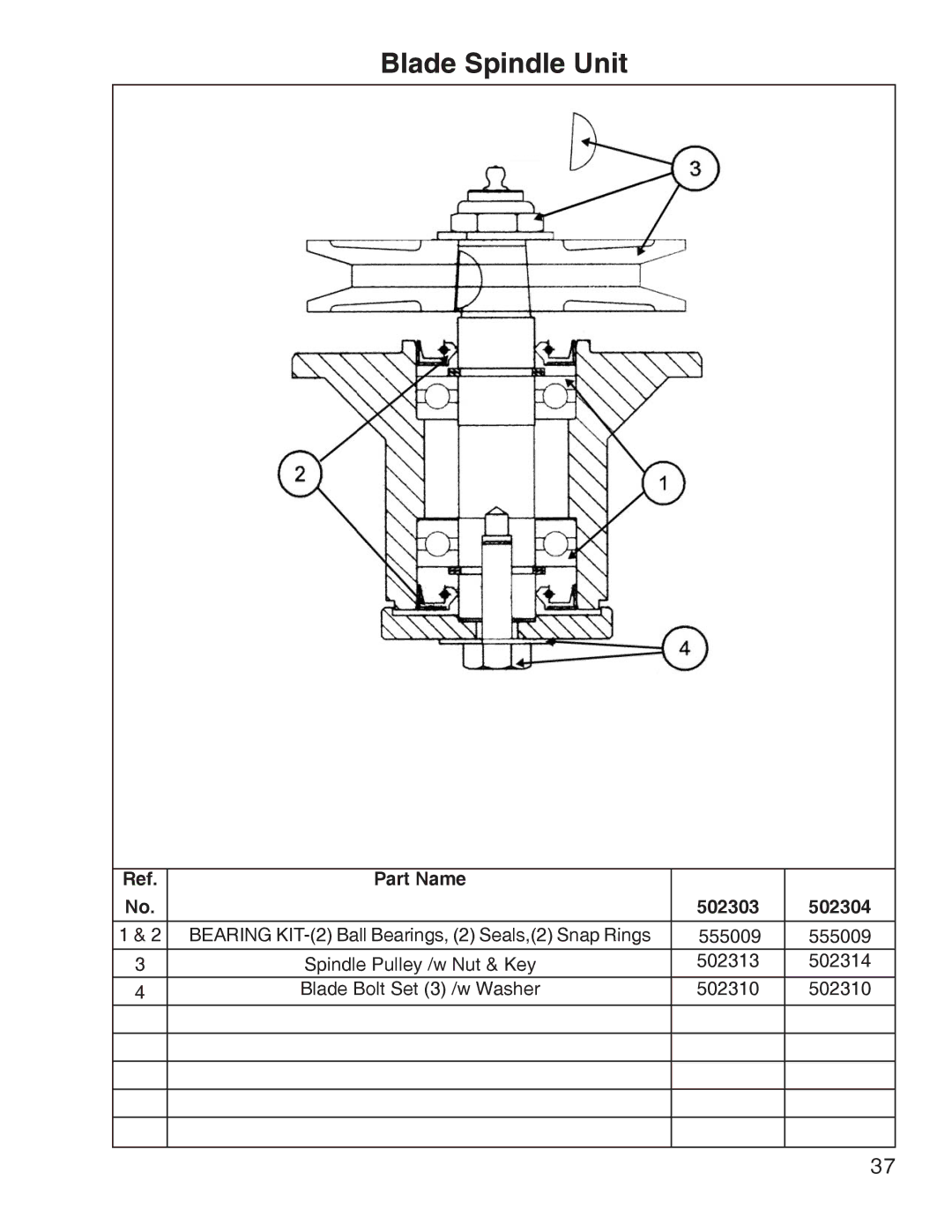 King Kutter Free Floating manual Blade Spindle Unit 