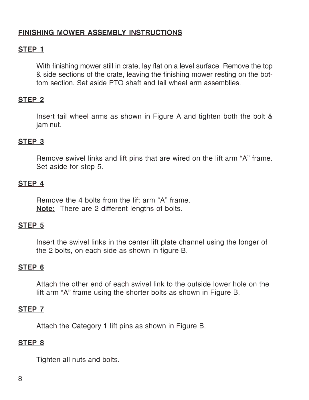 King Kutter Free Floating manual Finishing Mower Assembly Instructions Step 