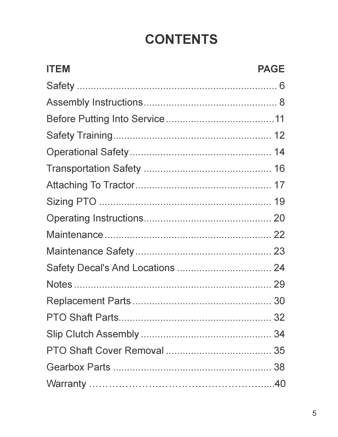 King Kutter Part No 999993 manual Contents 