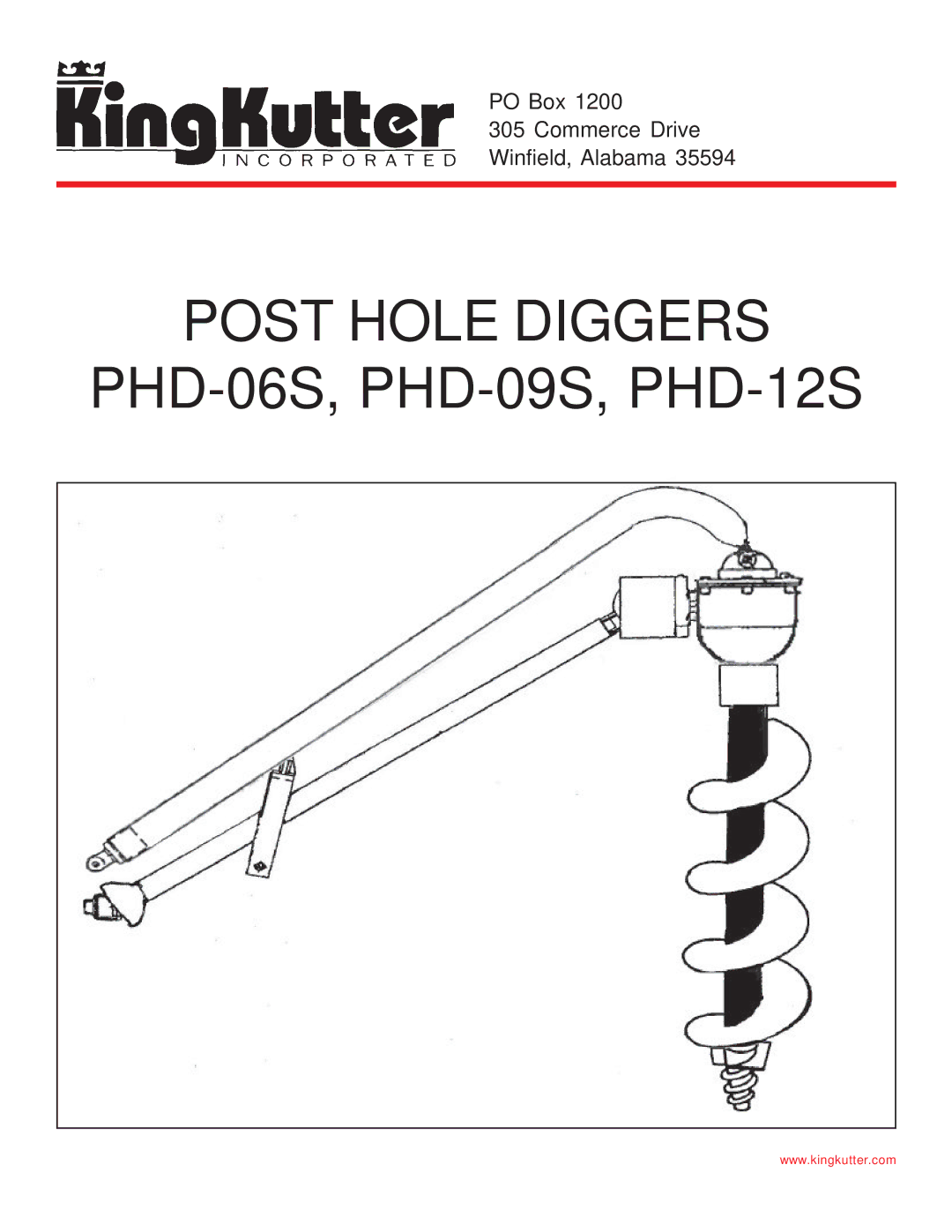 King Kutter phd-09s, phd-12s, phd-06s manual Post Hole Diggers 