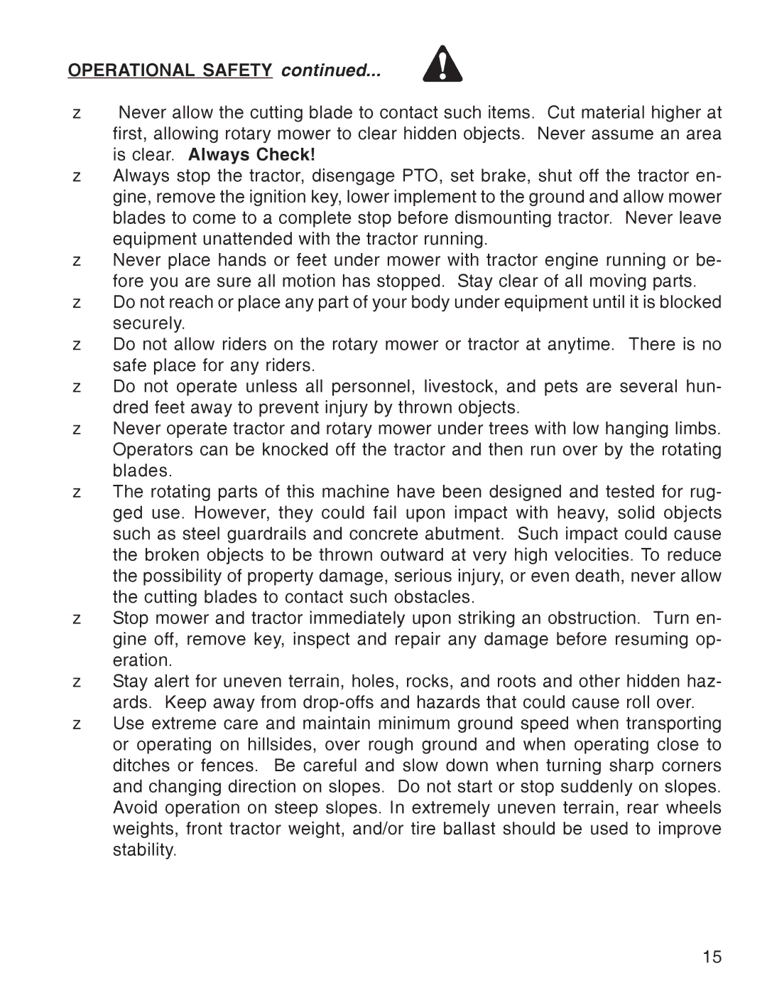 King Kutter Rotary Mower manual Operational Safety 