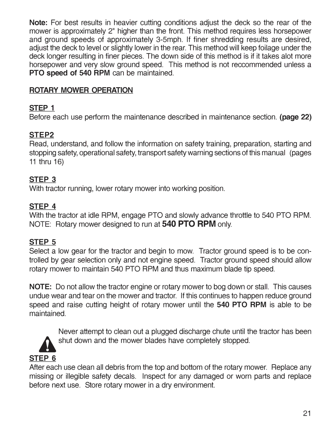 King Kutter manual Rotary Mower Operation Step 