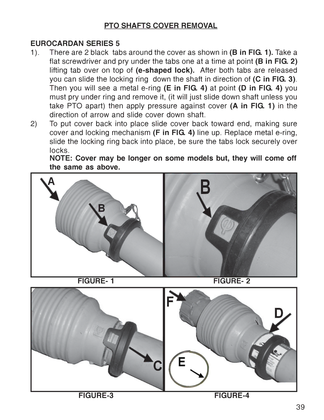 King Kutter Rotary Mower manual PTO Shafts Cover Removal Eurocardan Series 