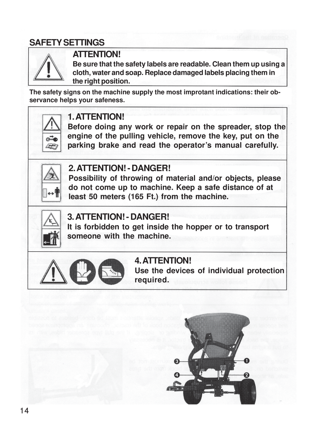 King Kutter S-ATV-180-U manual Safety Settings, Attention! - Danger 