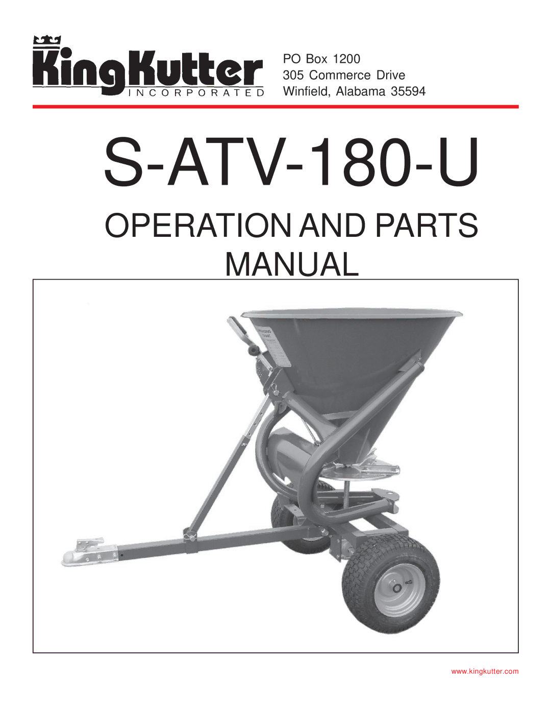 King Kutter S-ATV-180-U manual 