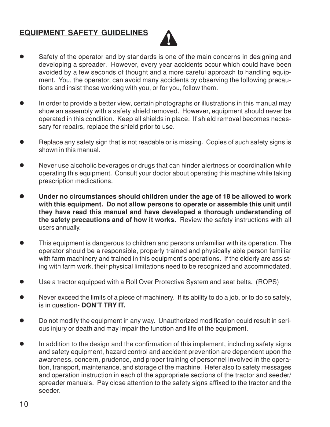 King Kutter S-ATV-180-U manual Equipment Safety Guidelines 