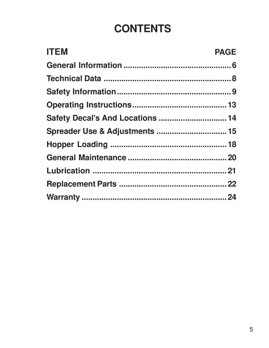 King Kutter S-ATV-180-U manual Contents 