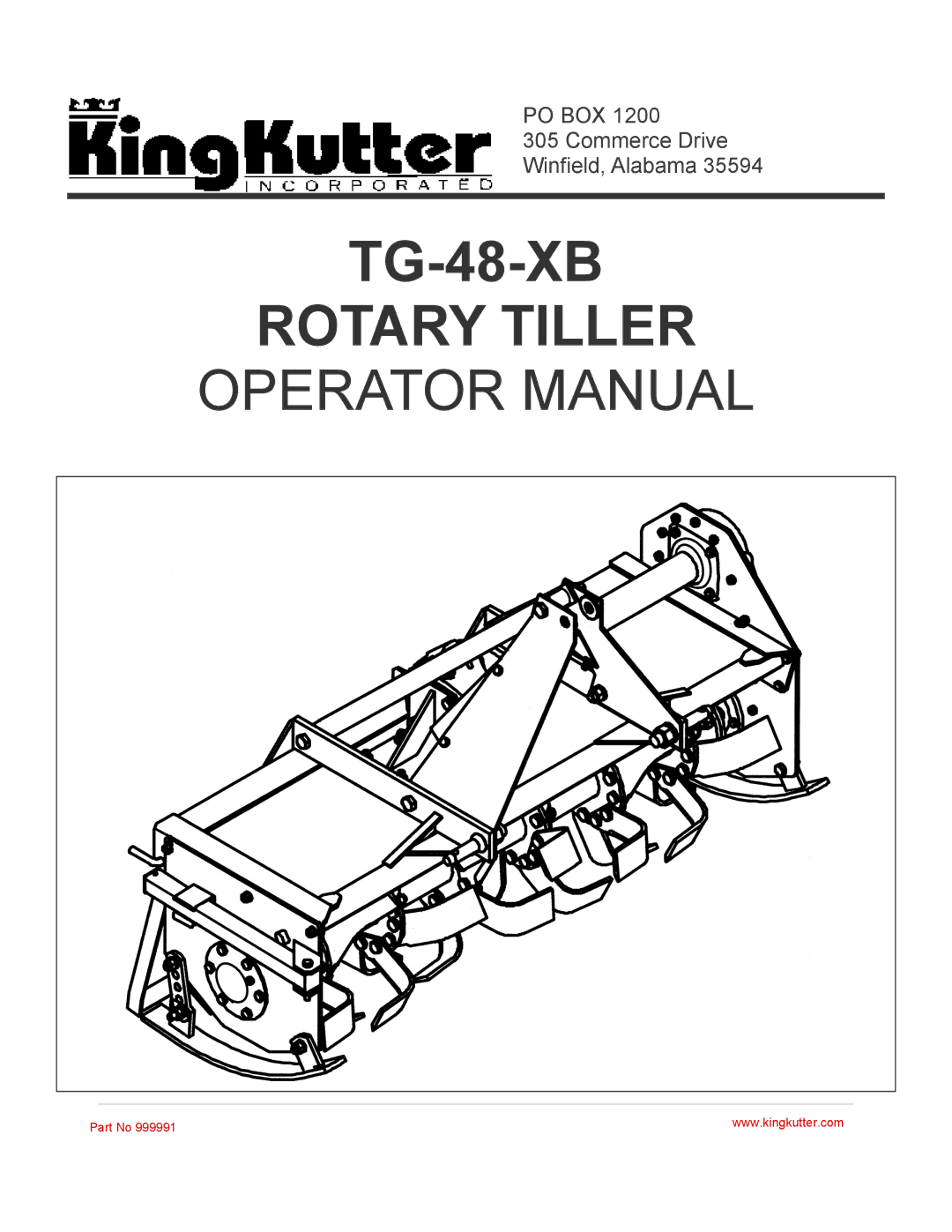 King Kutter TG-48-XB manual Rotary Tiller 