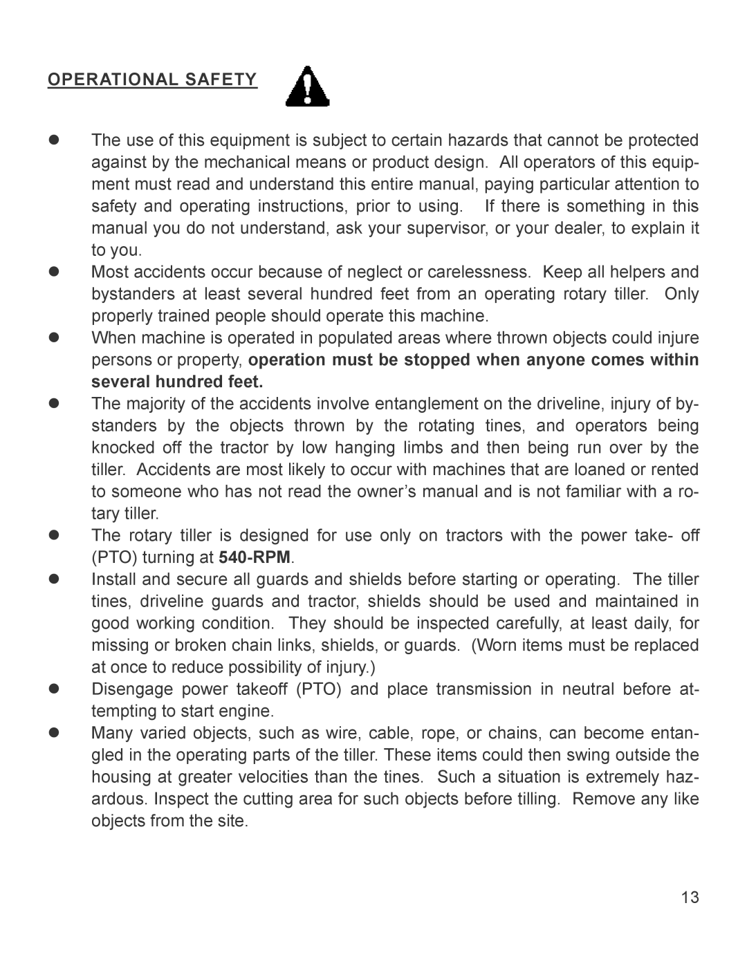 King Kutter TG-48-XB manual Operational Safety 