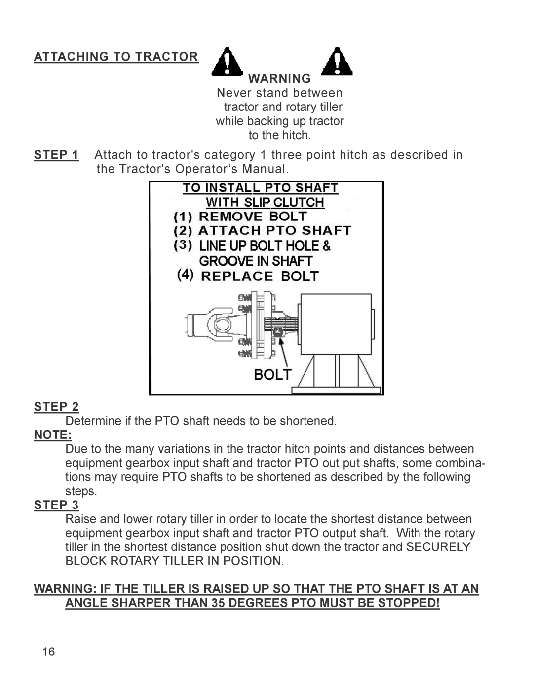 King Kutter TG-48-XB manual Attaching to Tractor, Step 