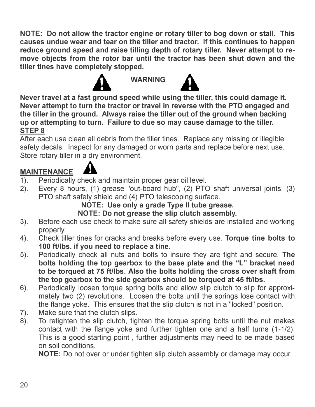 King Kutter TG-48-XB manual Maintenance 