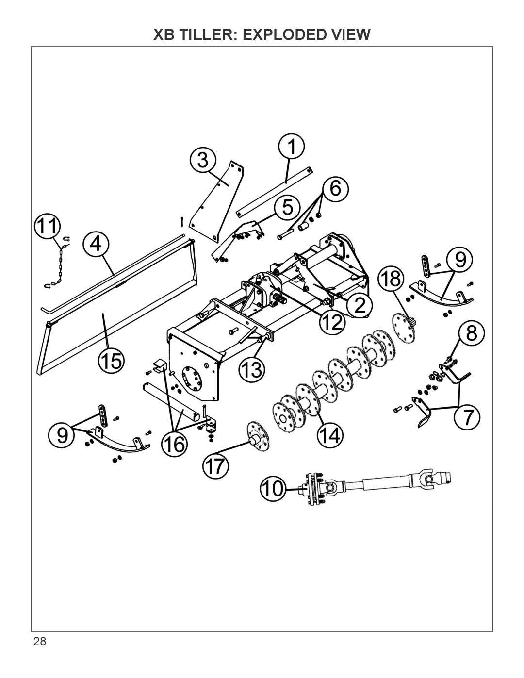 King Kutter TG-48-XB manual XB Tiller Exploded View 