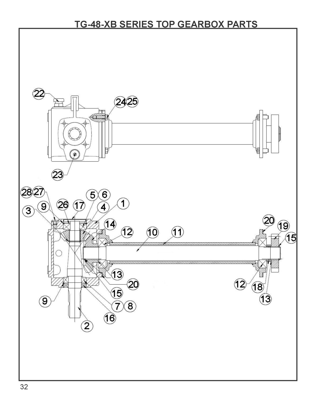 King Kutter manual TG-48-XB Series TOP Gearbox Parts 