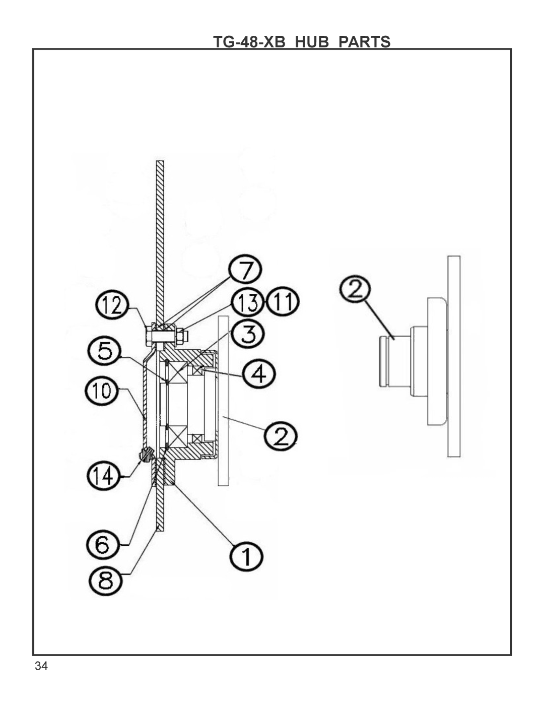 King Kutter manual TG-48-XB HUB Parts 