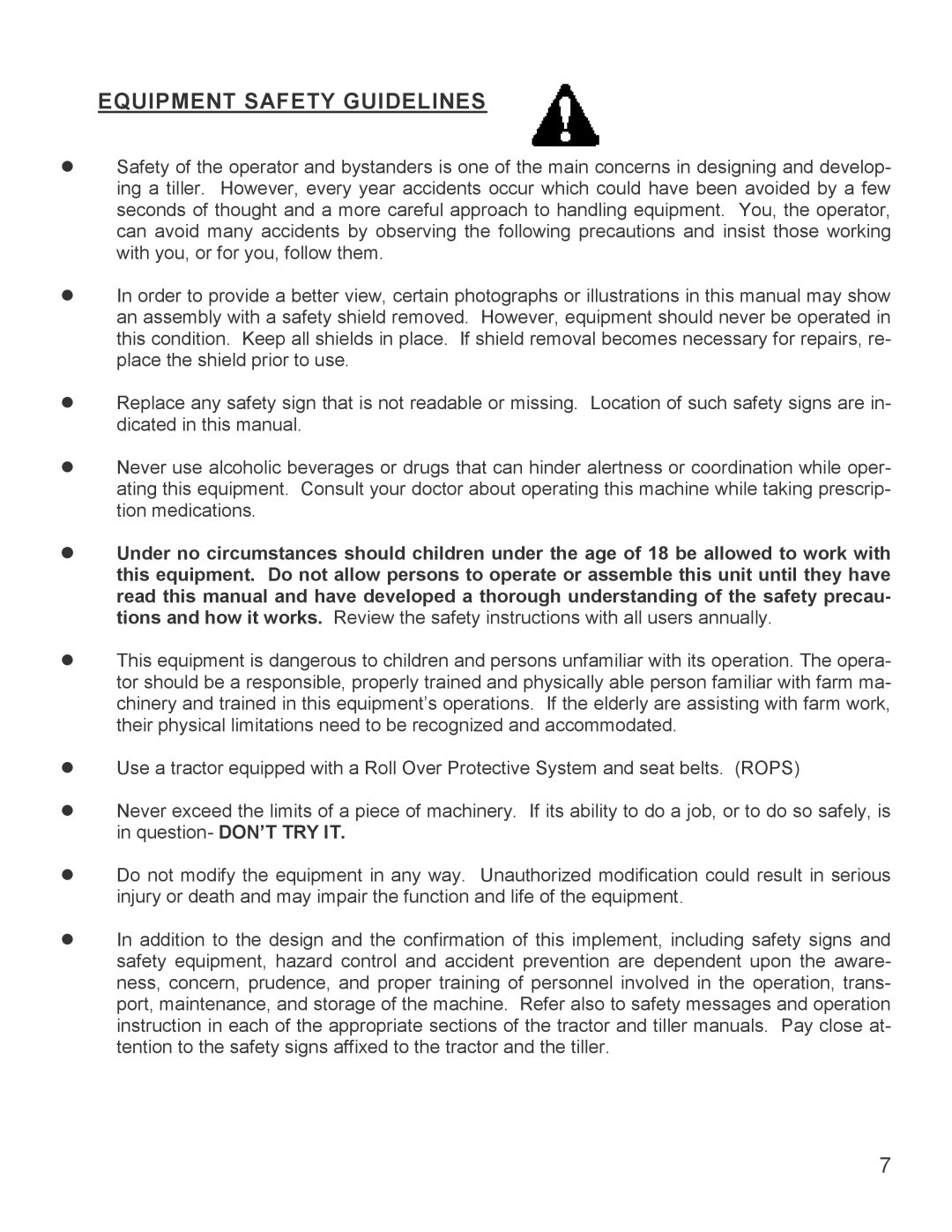 King Kutter TG-48-XB manual Equipment Safety Guidelines 