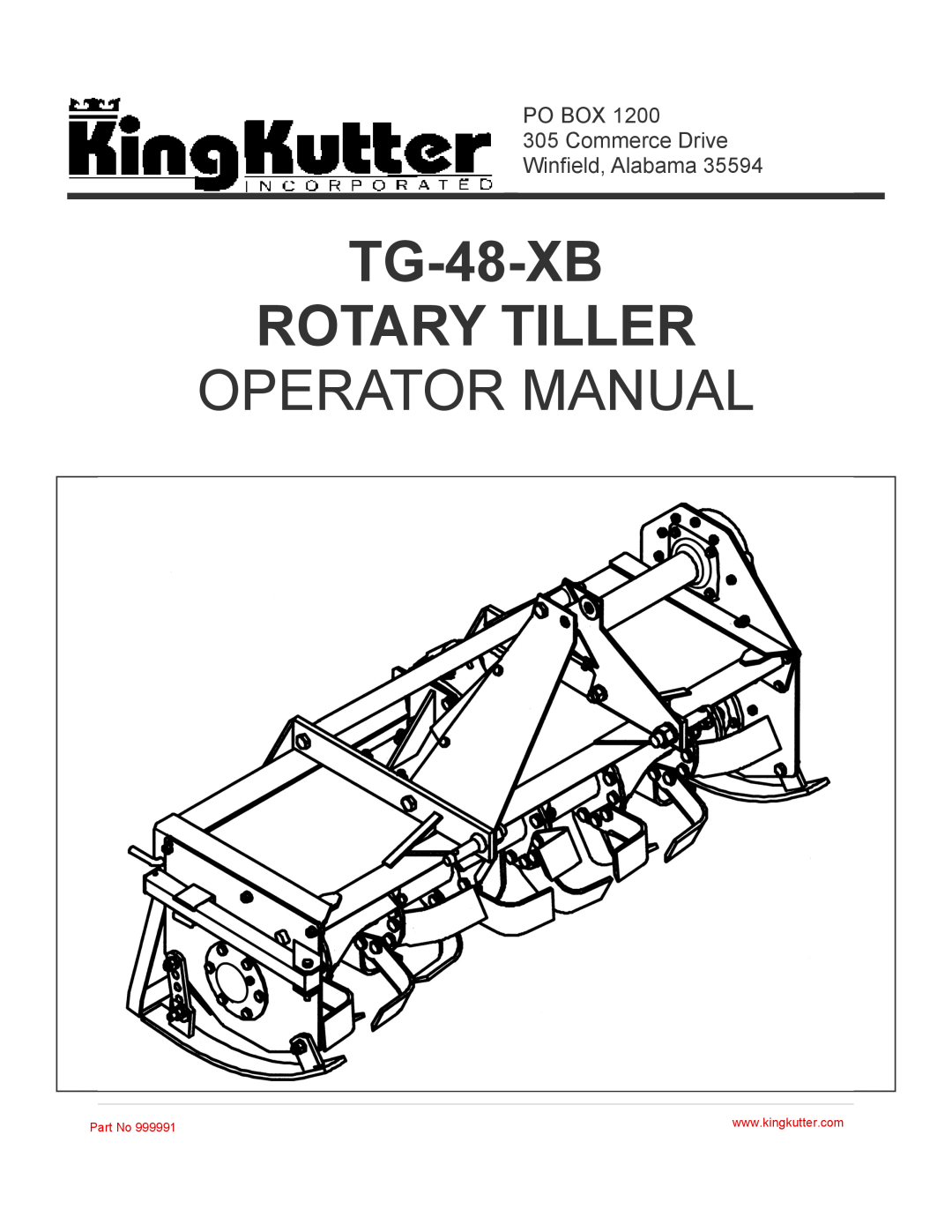 King Kutter manual TG-48-XB ROTARY TILLER, Operator Manual 