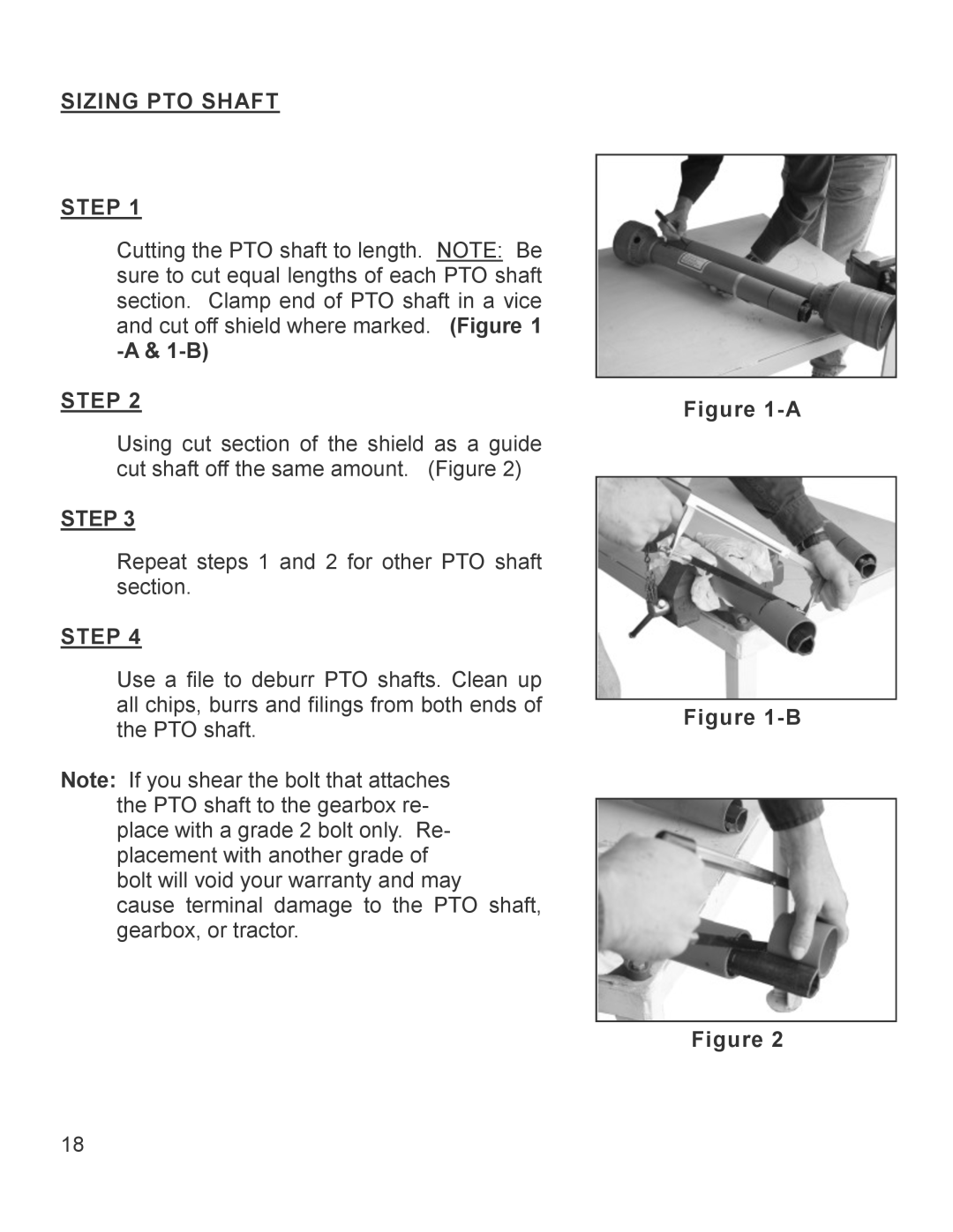 King Kutter TG-48-XB manual Sizing Pto Shaft Step, A -B Figure 