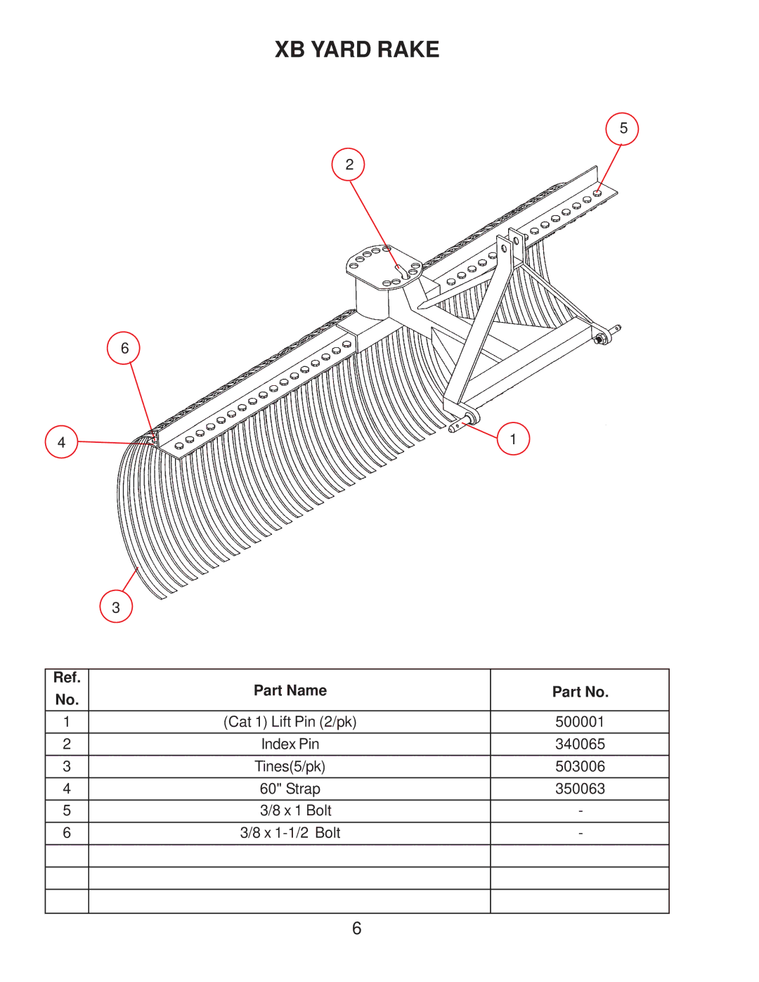 King Kutter manual XB Yard Rake 