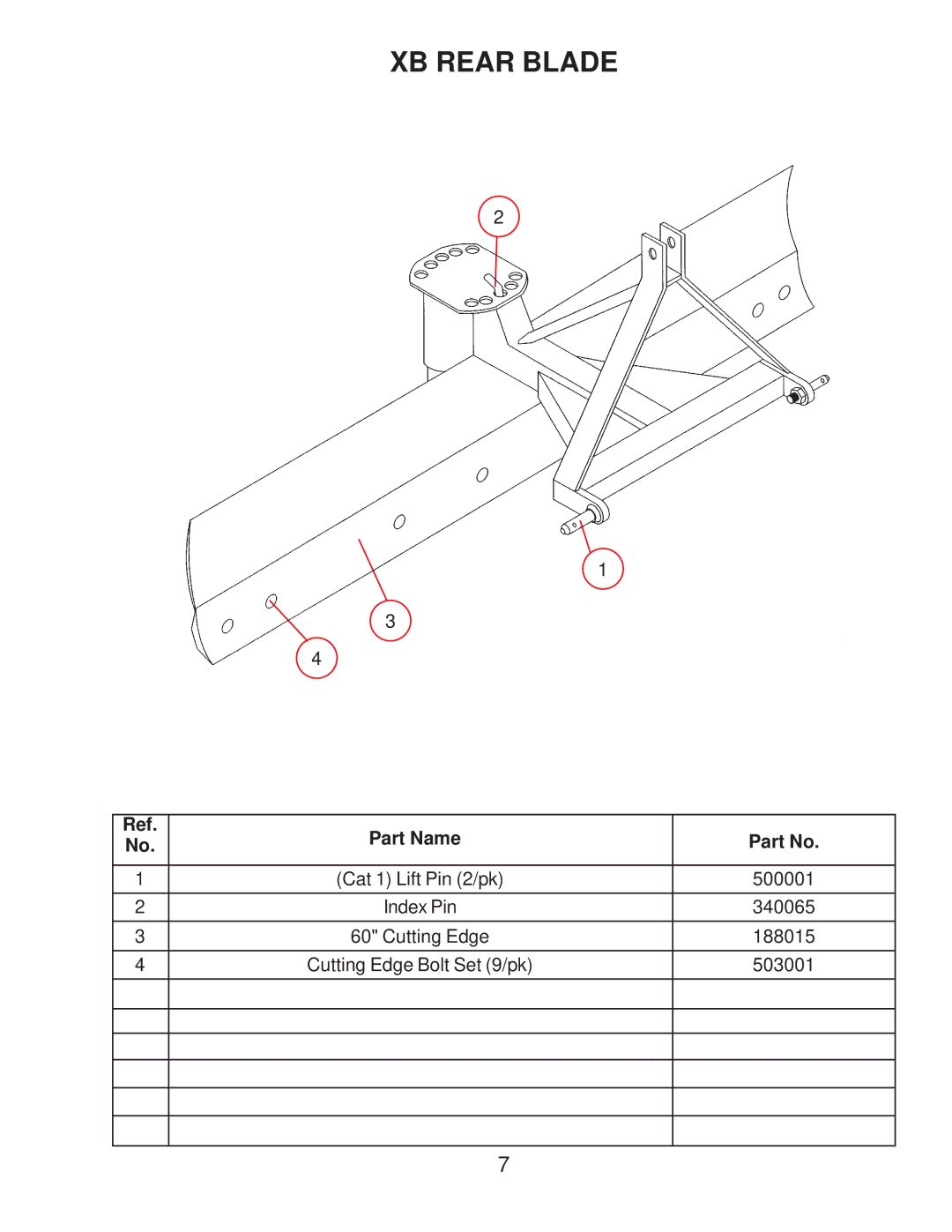 King Kutter manual XB Rear Blade 