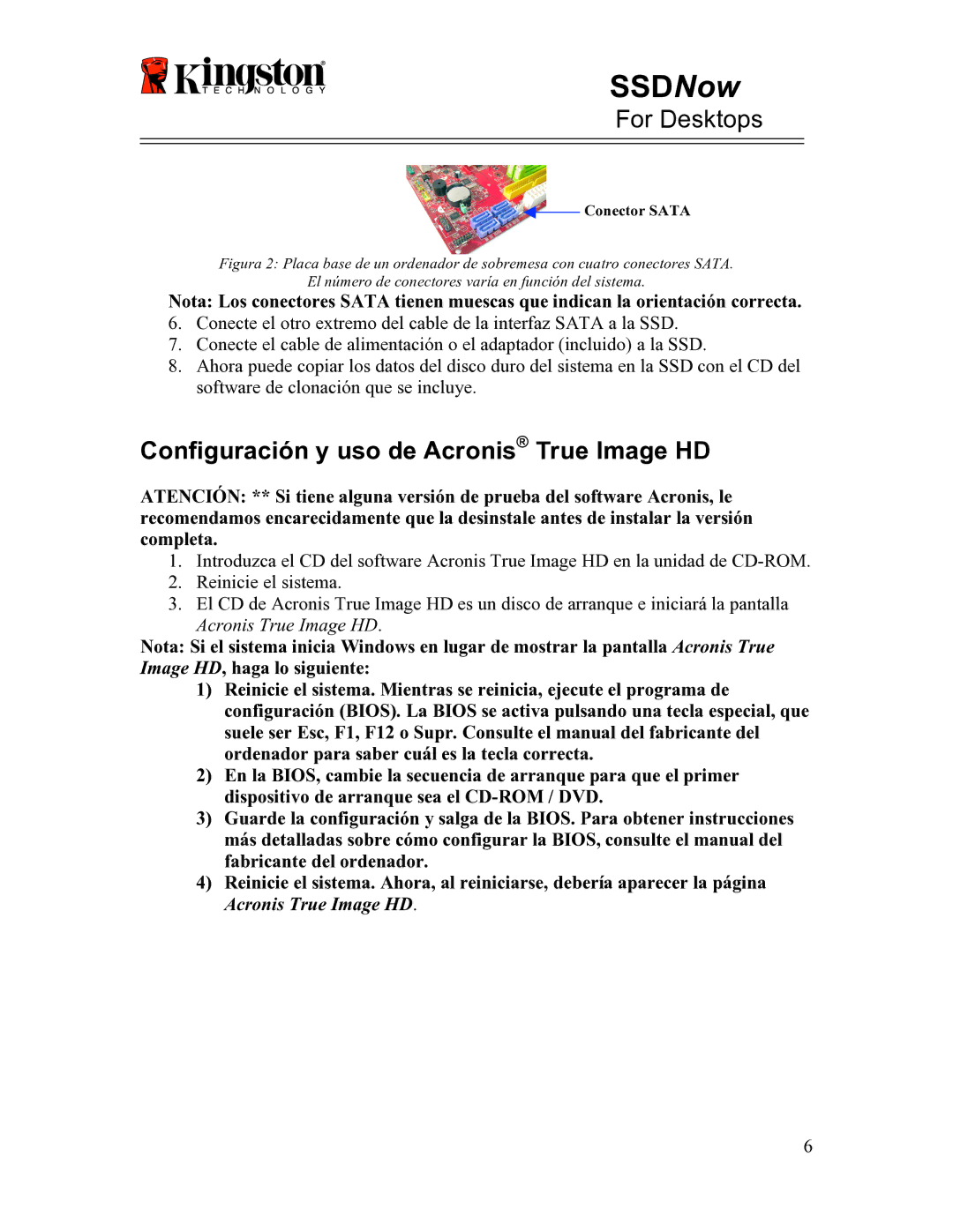 Kingston Technology 07-16-2009 manual Configuración y uso de Acronis True Image HD 