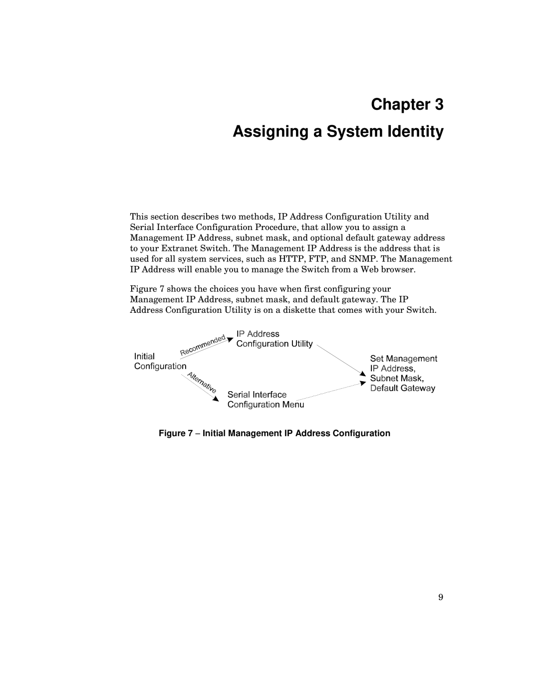 Kingston Technology 2000 manual Chapter Assigning a System Identity, Initial Management IP Address Configuration 