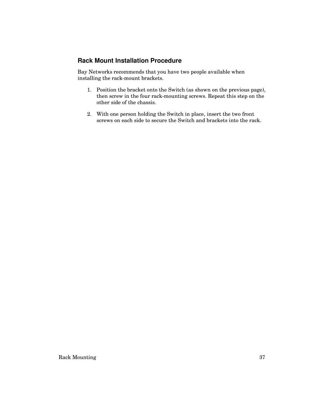 Kingston Technology 2000 manual Rack Mount Installation Procedure 