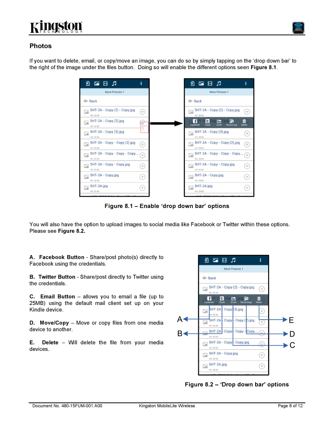 Kingston Technology 480-15FUM-001.A00 user manual Photos, Enable ‘drop down bar’ options 