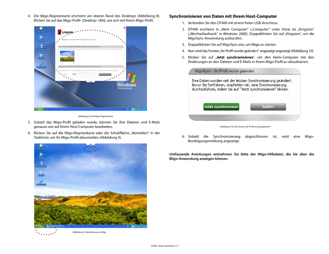 Kingston Technology DT400 quick start Synchronisieren von Daten mit Ihrem Host-Computer 