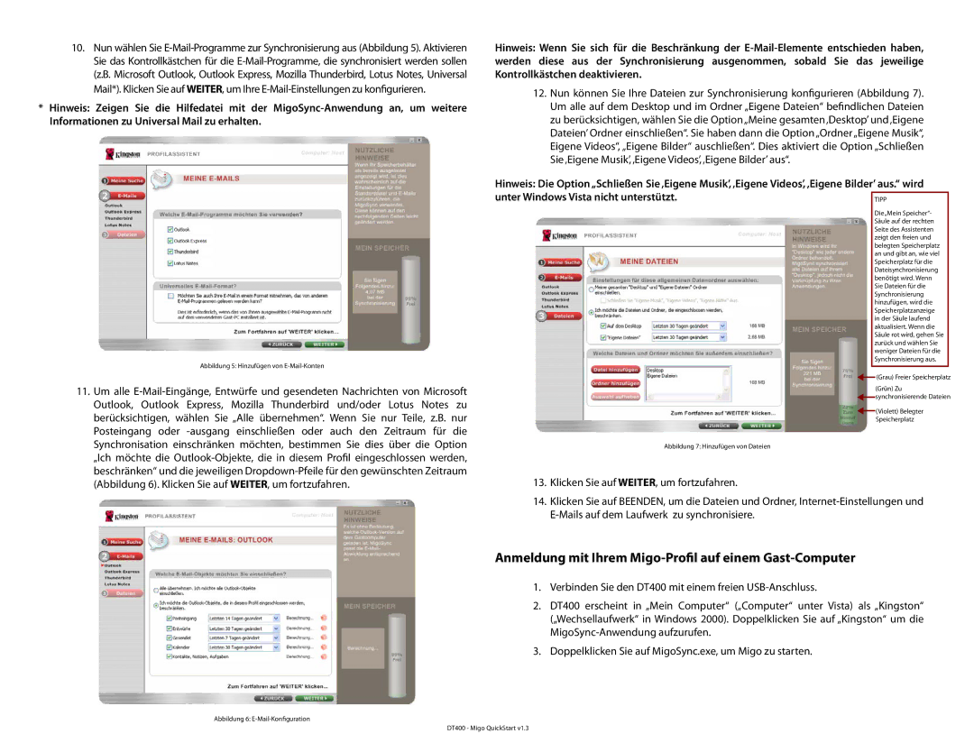 Kingston Technology DT400 quick start Anmeldung mit Ihrem Migo-Profil auf einem Gast-Computer 