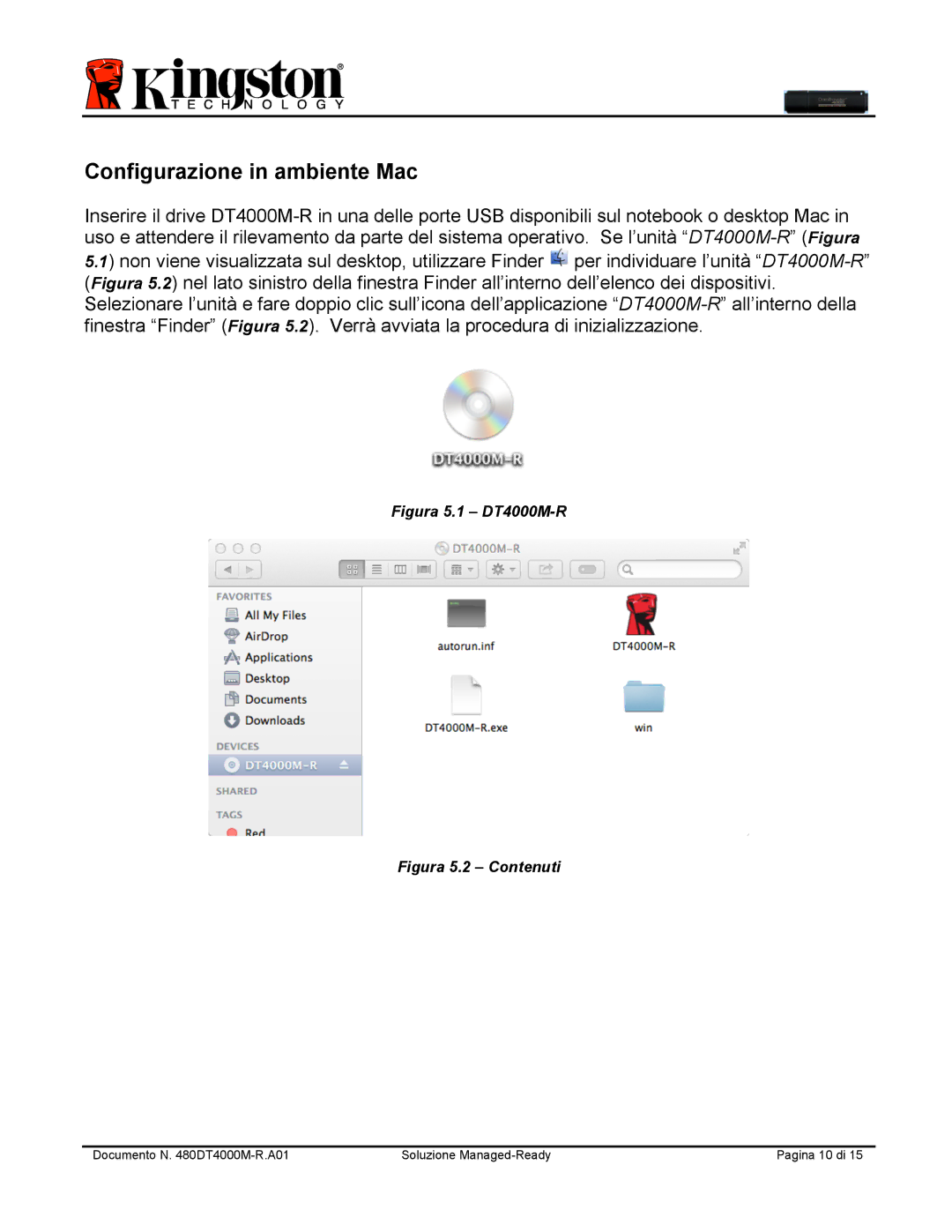 Kingston Technology manual Configurazione in ambiente Mac, Figura 5.1 DT4000M-R 