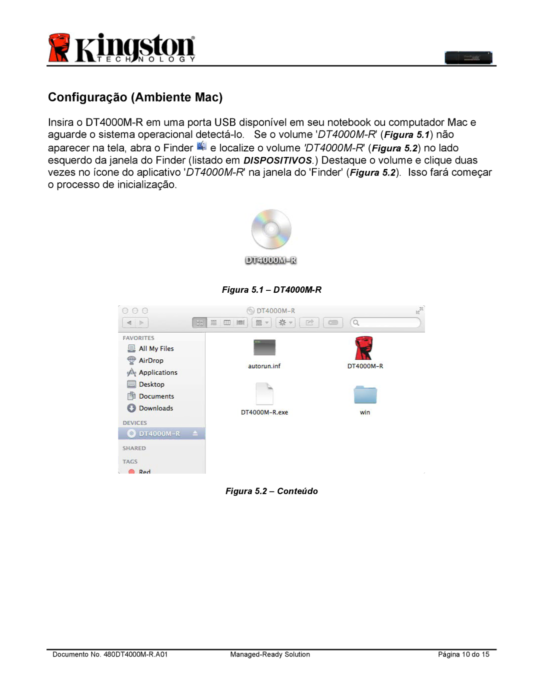 Kingston Technology DT4000M-R manual Configuração Ambiente Mac, Figura 5.2 Conteúdo 