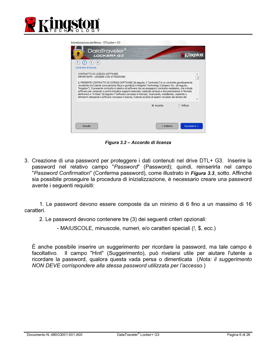 Kingston Technology DTLPG3 manual Figura 3.2 Accordo di licenza 